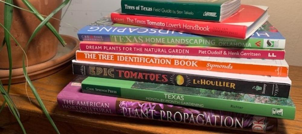 A pile of garden books